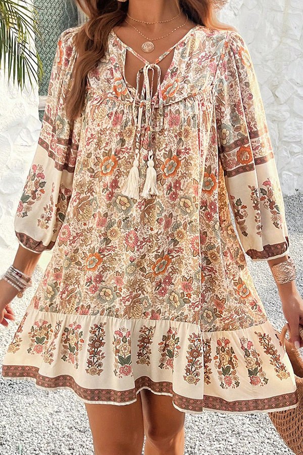 Bohemia Print V Neck Casual Dress - Image 2