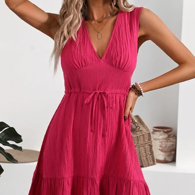 Fashion Solid Sleeveless Casual Mini Dress