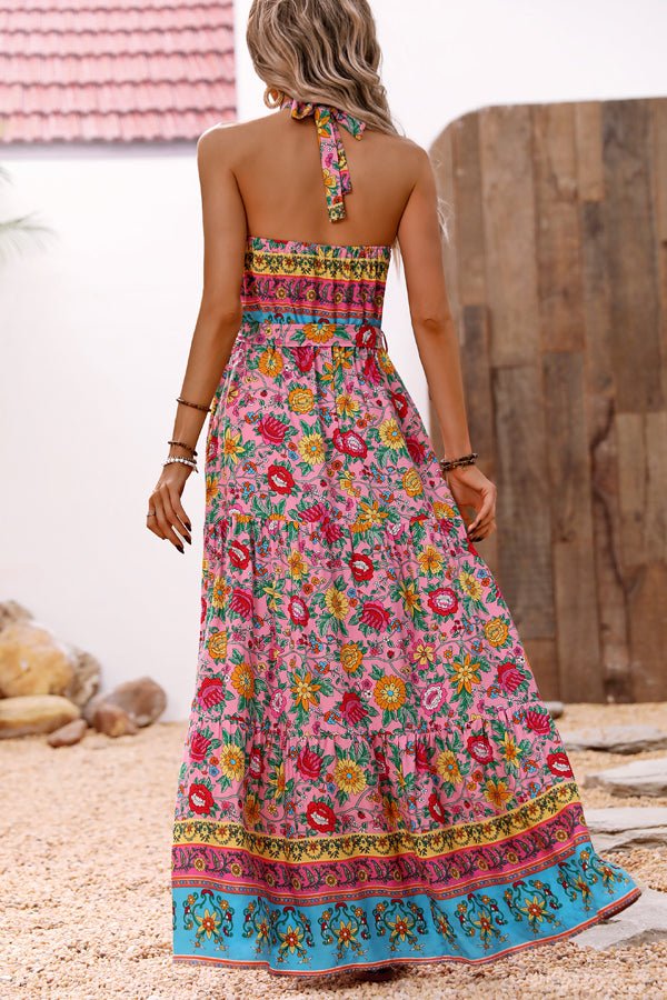 Bohemia Print Halter Neck Split Side Maxi Dress - Image 5