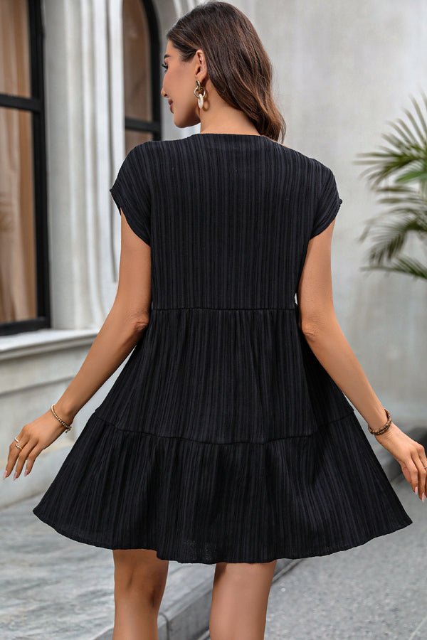 Fashion Knot Solid Black Mini Dress - Image 4