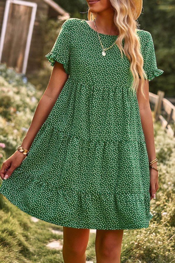 Floral Print Short Sleeve Mini Dress - Image 5