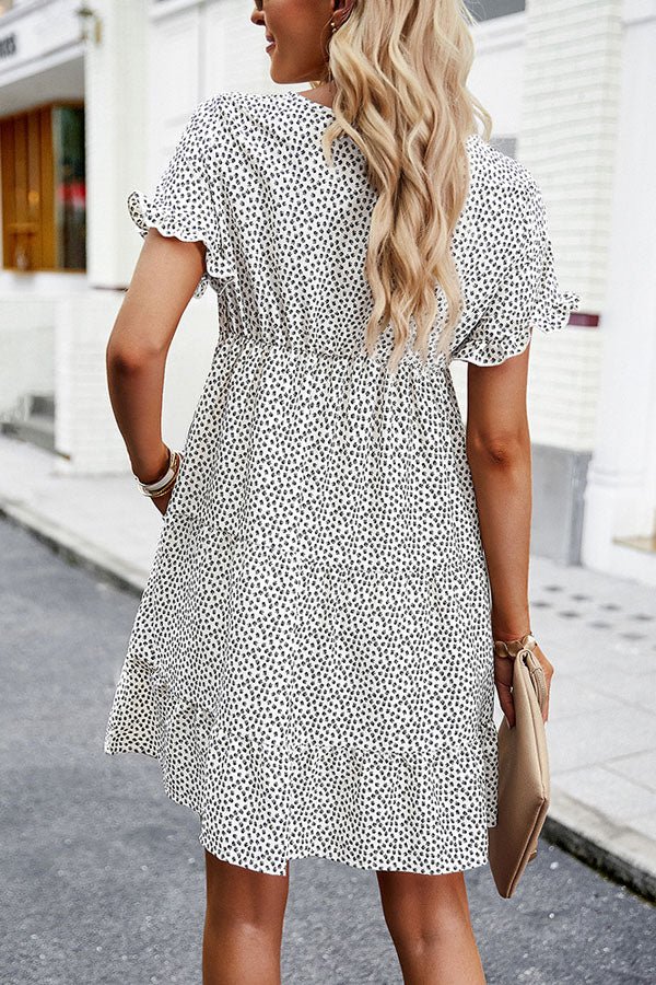 Fashion Floral Print Short Sleeve Mini Dress - Image 3