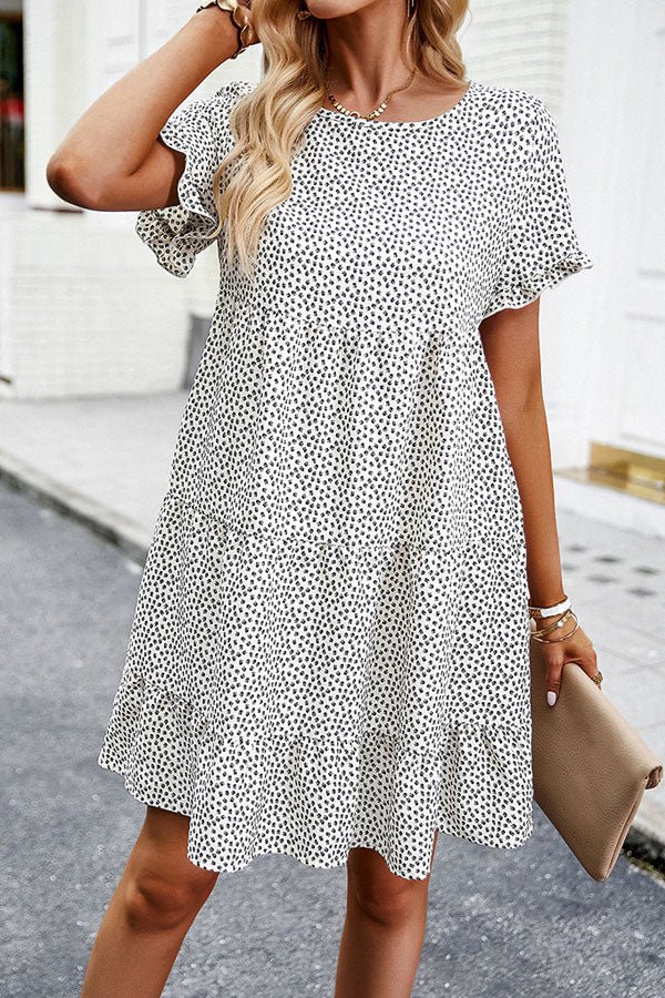 Fashion Floral Print Short Sleeve Mini Dress - Image 4