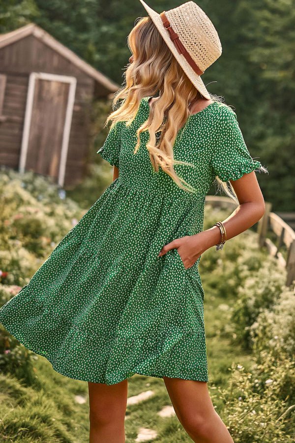 Floral Print Short Sleeve Mini Dress - Image 2