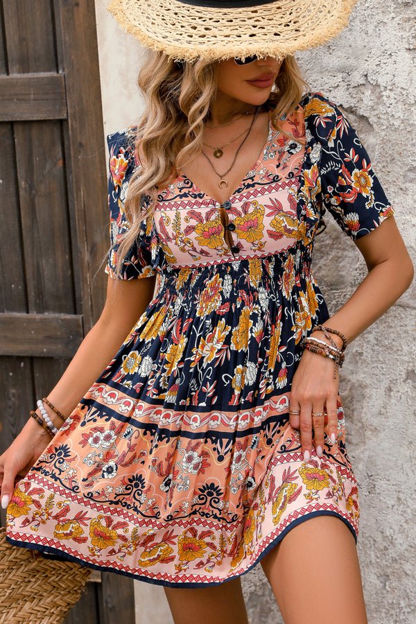 Fashion Bohemia Print Ruffle Hem Mini Dress - Image 6