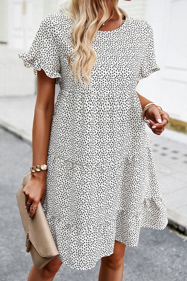 Fashion Floral Print Short Sleeve Mini Dress - Image 6