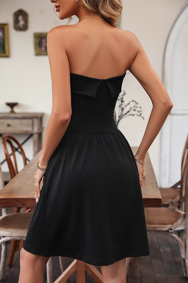Solid Color Bandeau Casual Dress - Image 5