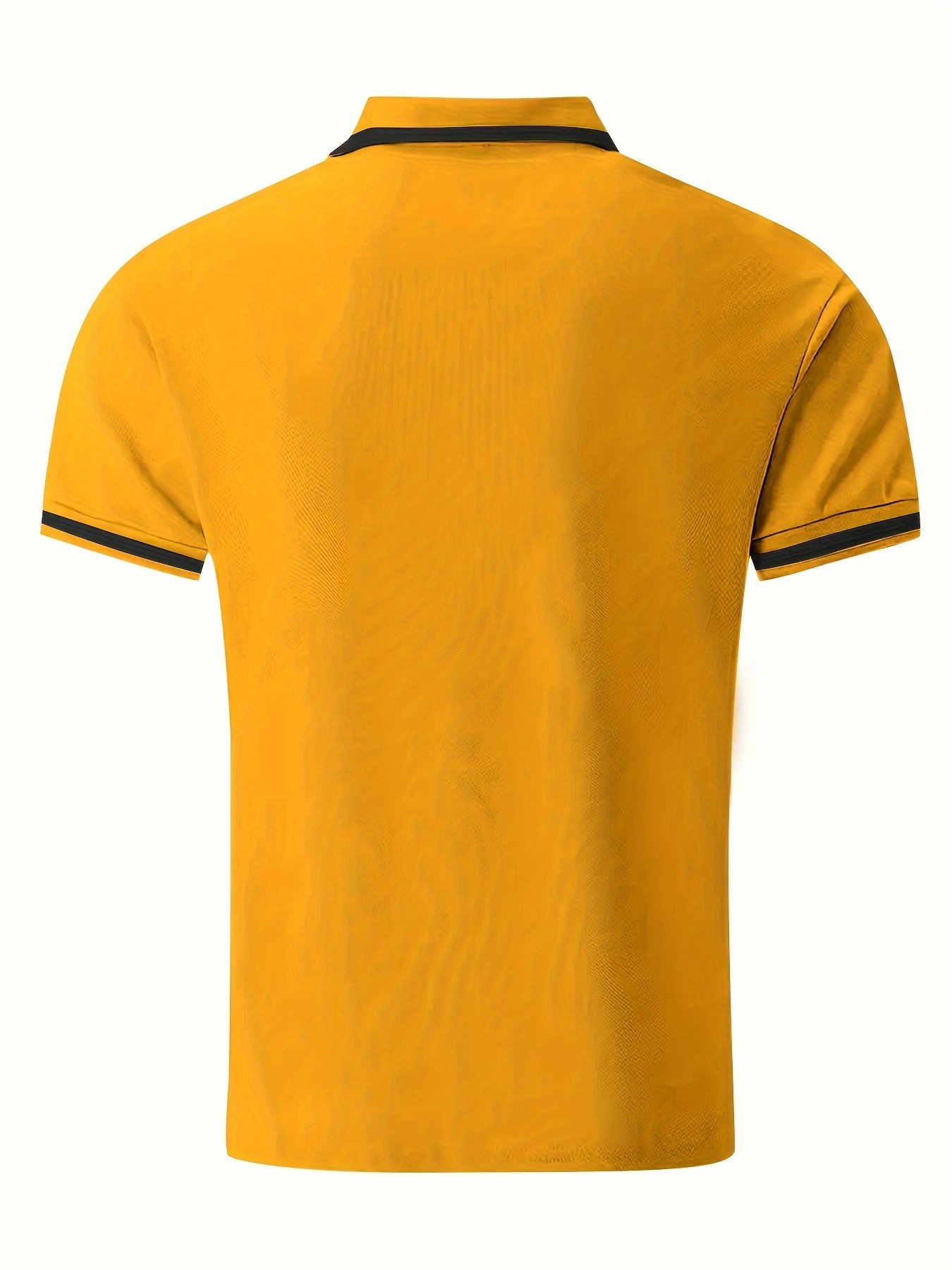 Breathable Regular Fit Men??s Chic Contrast Binding Short Sleeve Golf Shirt With Chest Pocket For Summer, Men??s Clothing - Image 11