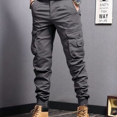 Men??s Casual Tapered Multi Pocket Joggers, Chic Street Style Cargo Pants
