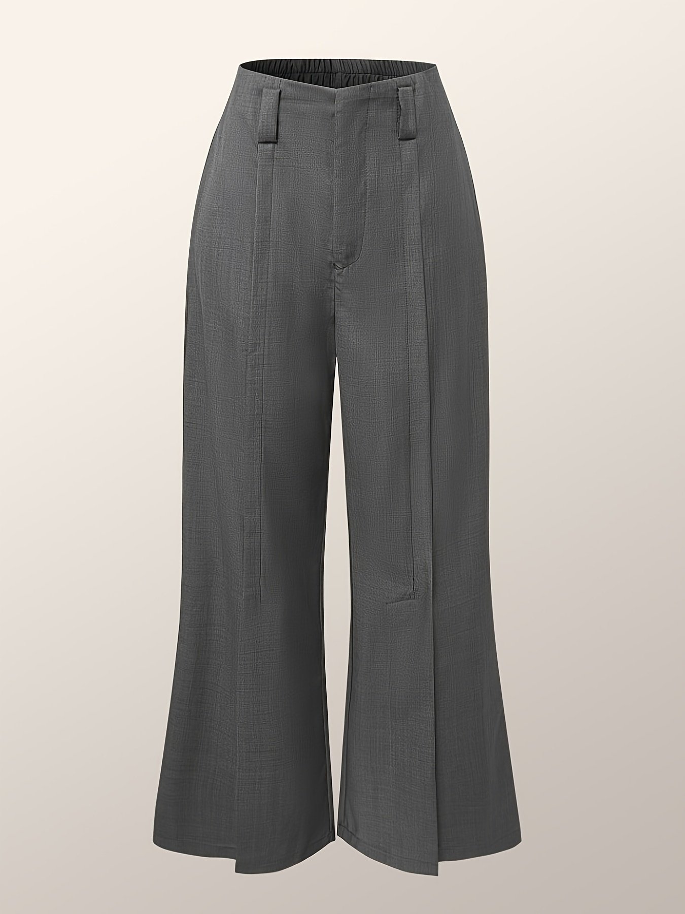 Solid Color Wide Leg Pants, Casual Split Hem Loose Suit Pants For Spring & Summer, Women??s Clothing - Image 4