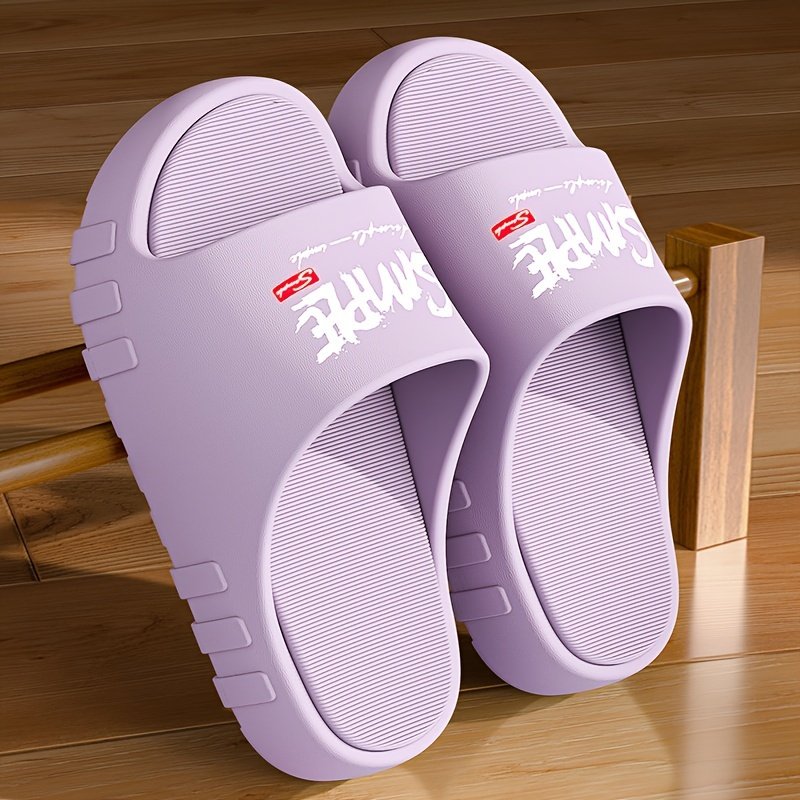 Letter Print EVA Pillow Slides, Lightweight Soft Sole Comfort Home Shower Slides, Non-slip Beach Slides - Image 7