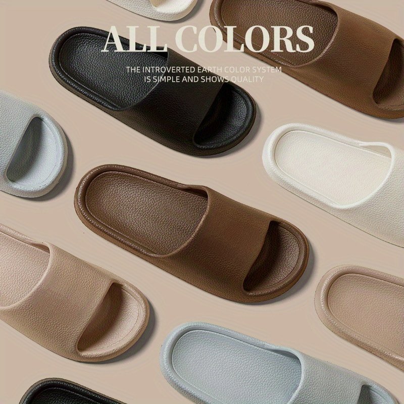 Simple Solid Color Slides, Casual Open Toe Soft Sole Shoes, Comfortable Indoor Home Bathroom Shower Slides - Image 6