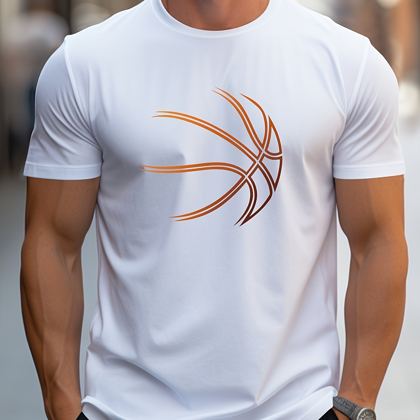 Basketball Graphic Print Men??s Creative Top, Casual Short Sleeve Crew Neck T-shirt, Men??s Clothing For Summer Outdoor - Image 3