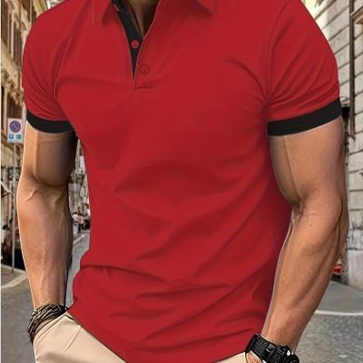 Breathable Regular Fit Golf Shirt, Men??s Casual V-Neck T-Shirt Short Sleeve For Summer, Men??s Clothing