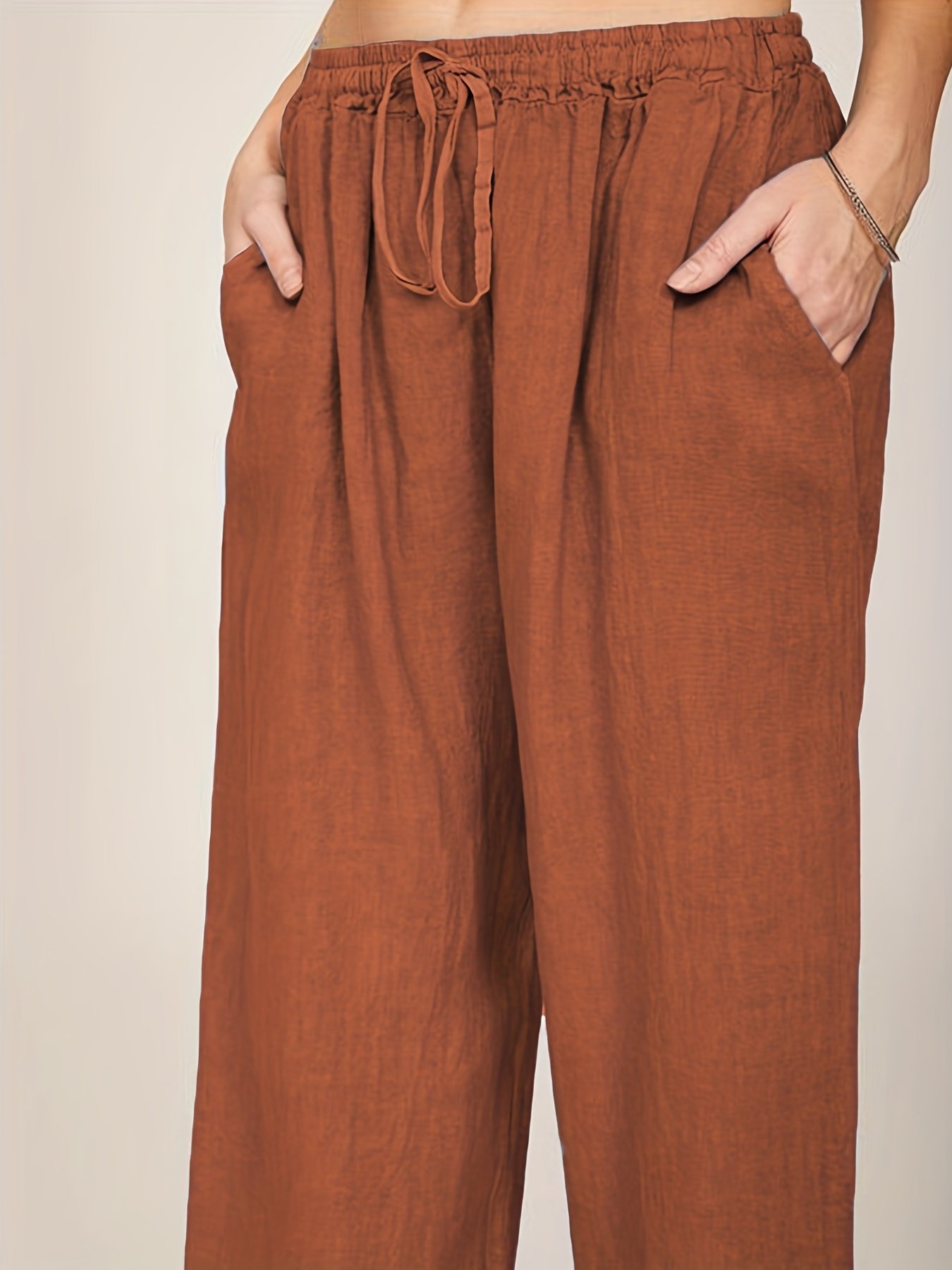 Drawstring Wide Leg Pants, Solid Loose Palazzo Pants, Casual Every Day Pants, Women??s Clothing - Image 14