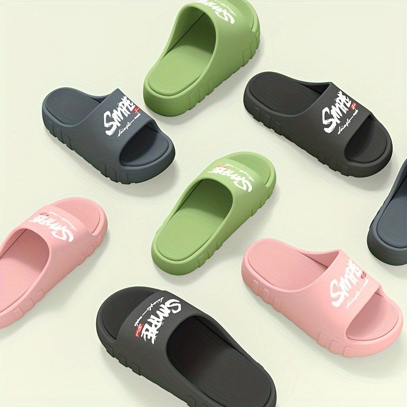 Letter Print EVA Pillow Slides, Lightweight Soft Sole Comfort Home Shower Slides, Non-slip Beach Slides - Image 11