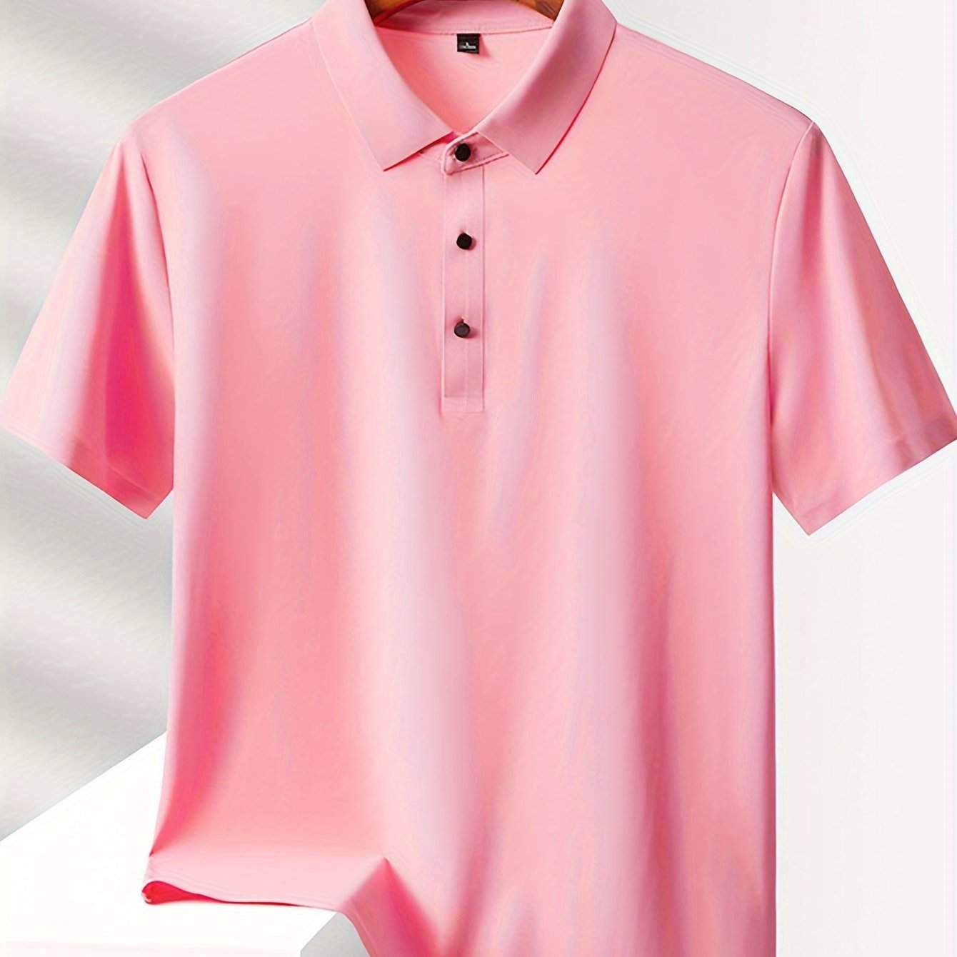 Men??s Solid Seamless Short Sleeve Button Up Lapel Shirt, Lightweight Business Casual Style, Breathable Short Sleeve Top, Solid Color Classic Collar Summer Golf Shirts - Image 5