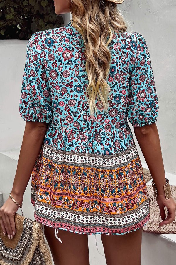 Bohemian Floral Short Sleeve Casual Tops - Image 6