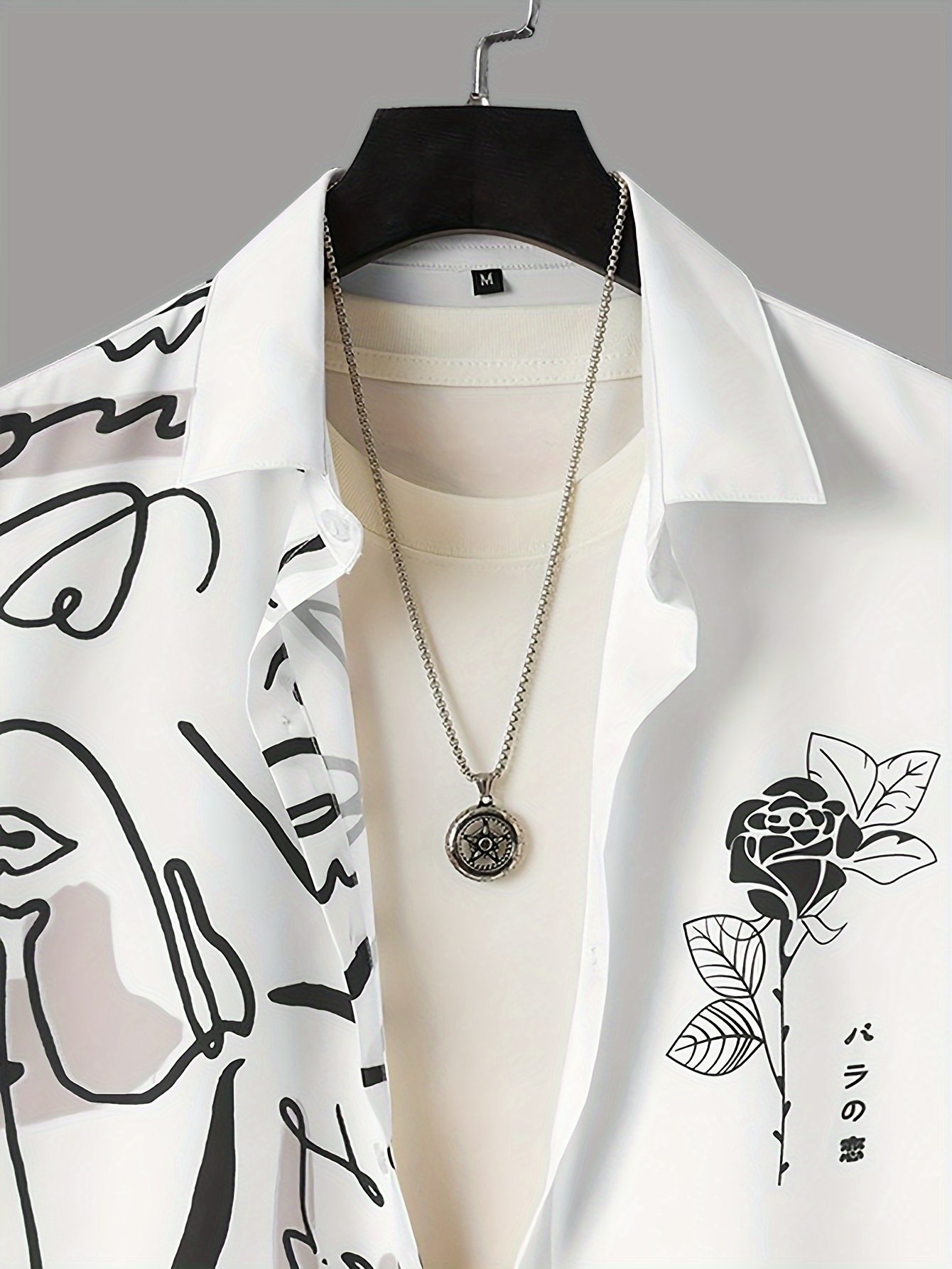 Abstract And Flower Pattern Men??s Fashionable And Simple Short Sleeve Button Casual Lapel Shirt, Trendy And Versatile, Suitable For Summer Dates, Beach Holiday, As Gifts, Men??s Clothing - Image 6