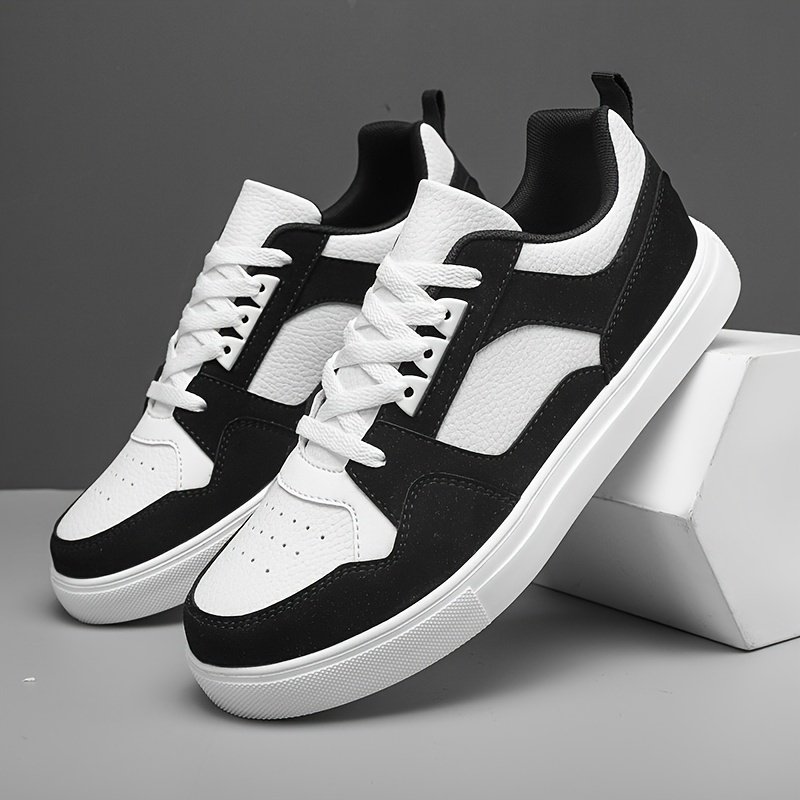 Men??s Old School Style Colour Block Skateboard Shoes, Comfy Non Slip Lace Up Breathable Sneakers For Men??s Outdoor Activities - Image 4