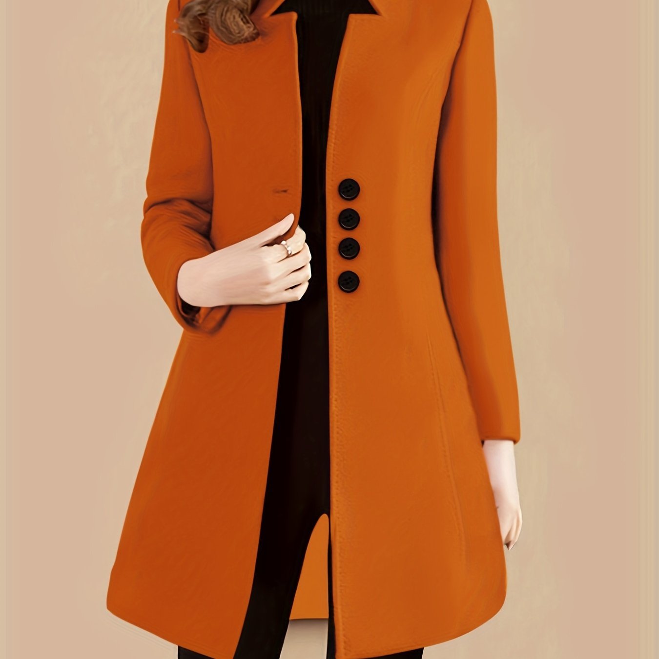 Single Breasted Solid Coat, Elegant Long Sleeve Versatile Outerwear, Women??s Clothing - Image 7