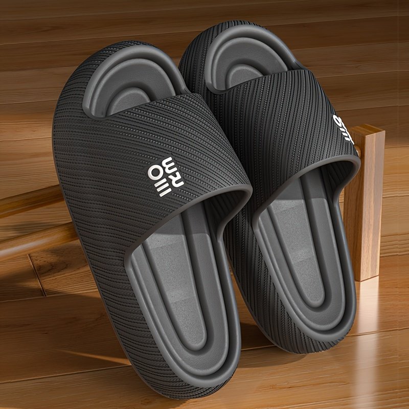 Simple Letter Design Slides, Casual Open Toe Soft Sole Shoes, Comfortable Indoor Home Bathroom Shower Slides - Image 6