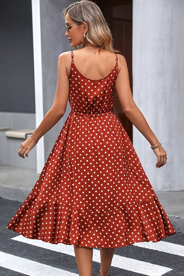 Fashion Dots Print Sleeveless Tie Waist Dress - Image 6