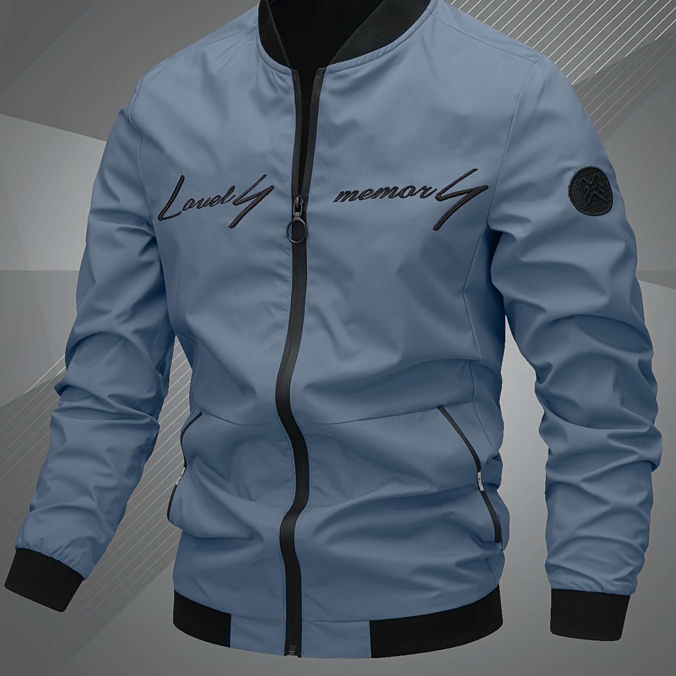 Men??s Letter Embroidered Casual Bomber Jacket Gifts Best Sellers - Image 6