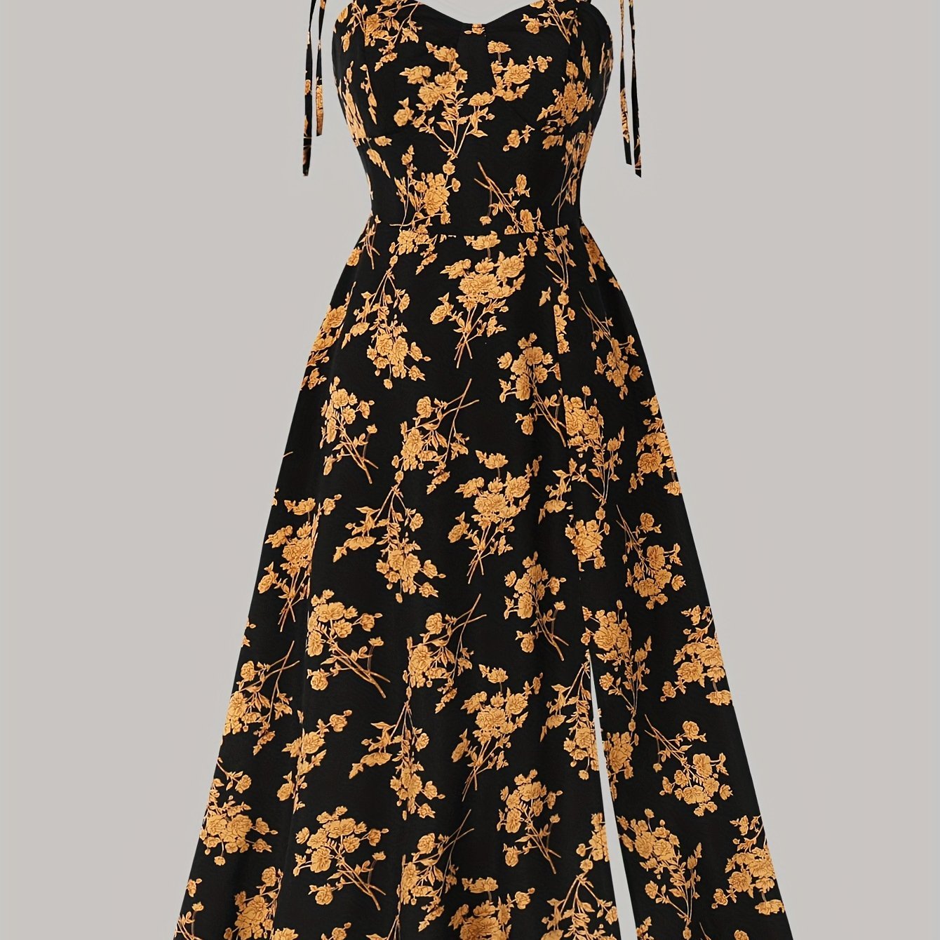 Floral Print Tie Shoulder Cami Dress, Elegant Sweetheart Neck Sleeveless Dress, Women??s Clothing - Image 2