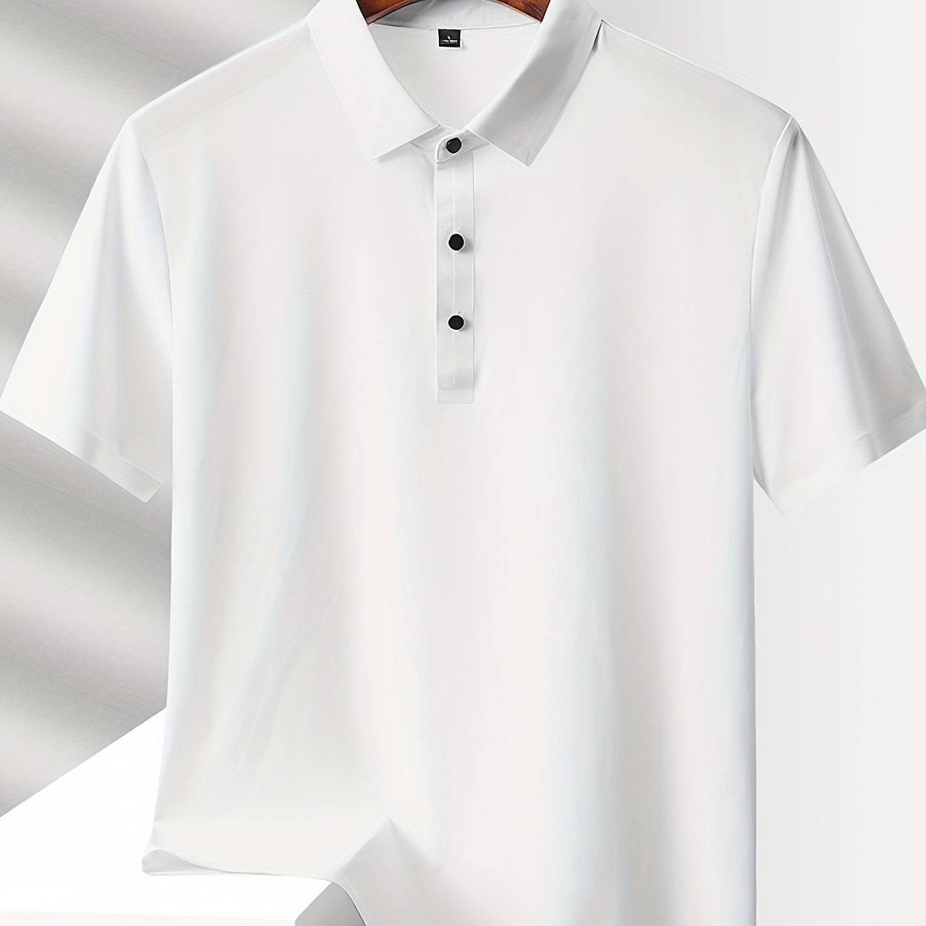 Men??s Solid Seamless Short Sleeve Button Up Lapel Shirt, Lightweight Business Casual Style, Breathable Short Sleeve Top, Solid Color Classic Collar Summer Golf Shirts - Image 4