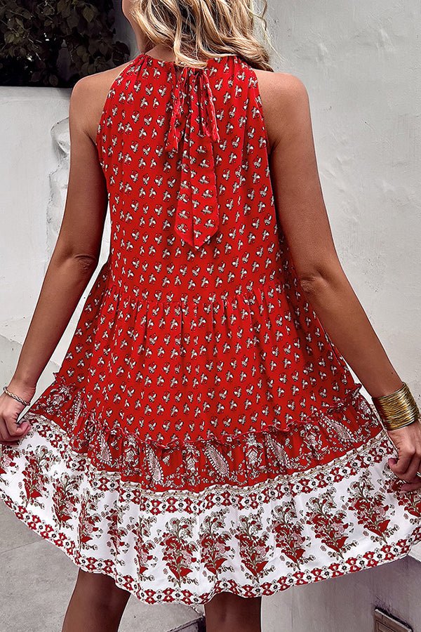 Bohemian Floral Print Casual Mini Dress - Image 6
