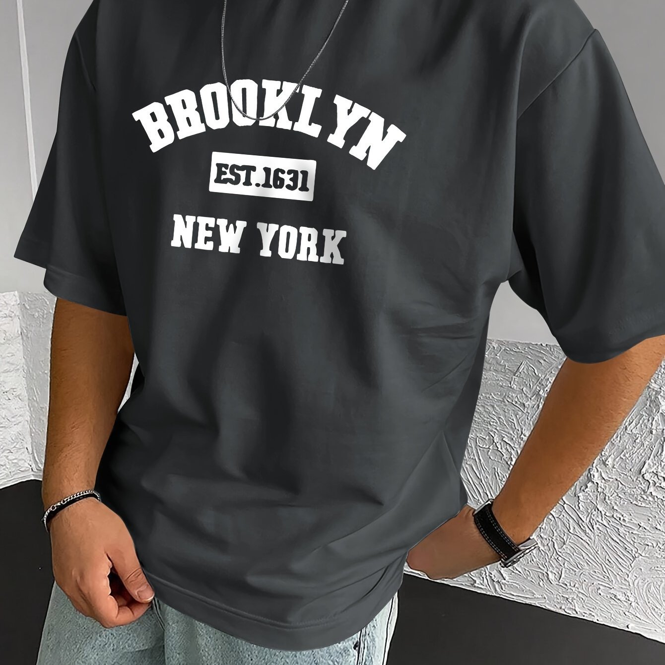 ?? Brooklyn ?? Stylish Print Summer & Spring Tee For Men, Casual Short Sleeve Fashion Style T-Shirt, Sporty New Arrival Novelty Top For Leisure - Image 6