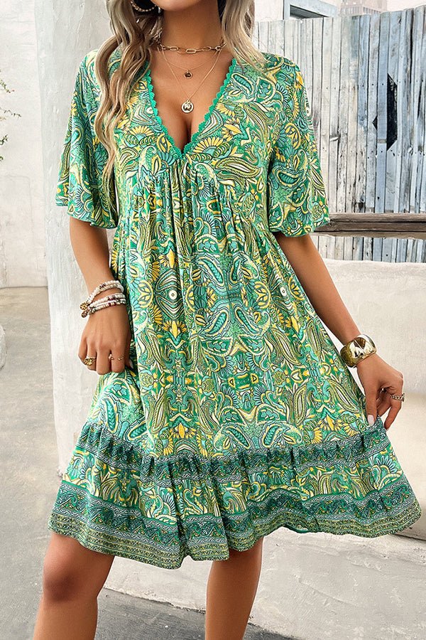 Fashion V Neck Printed Casual Dress - Image 2