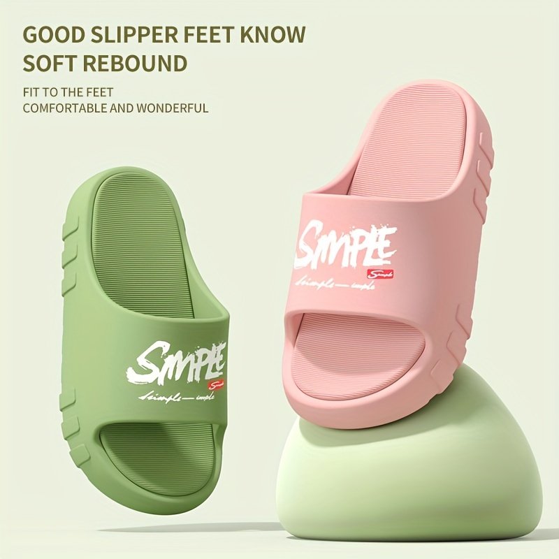 Letter Print EVA Pillow Slides, Lightweight Soft Sole Comfort Home Shower Slides, Non-slip Beach Slides - Image 12