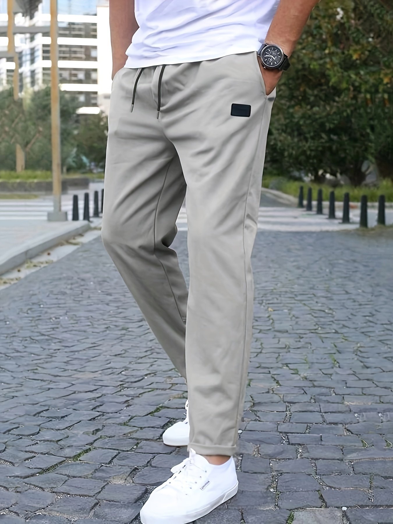 Men??s Casual Waist Drawstring Joggers, Chic Stretch Sports Pants