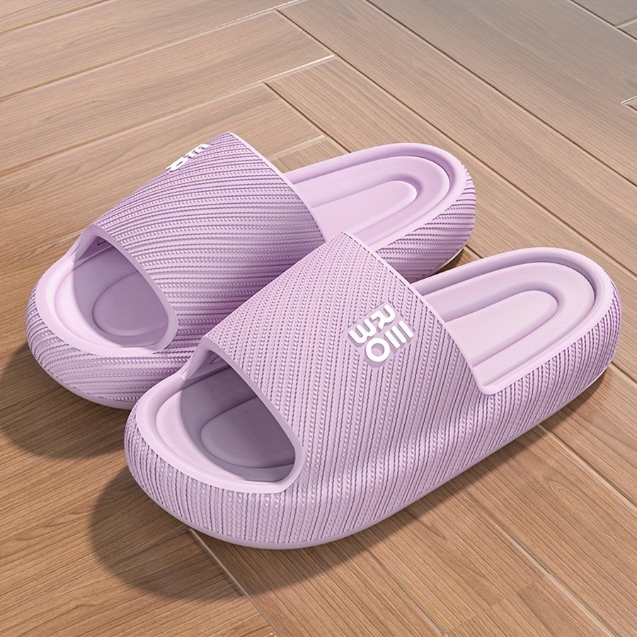 Simple Letter Design Slides, Casual Open Toe Soft Sole Shoes, Comfortable Indoor Home Bathroom Shower Slides - Image 4