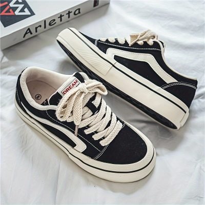 Men??s Classic Striped Trendy Skateboard Shoes Lace Up Non Slip Low Top Comfy Sneakers For Outdoor Walking Jogging Campus Street Holiday All Seasons