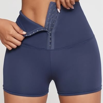 High Waist Versatile Sports Shorts, Slim Fit Adjustable Buckle Fitness Shorts, Women??s Activewear