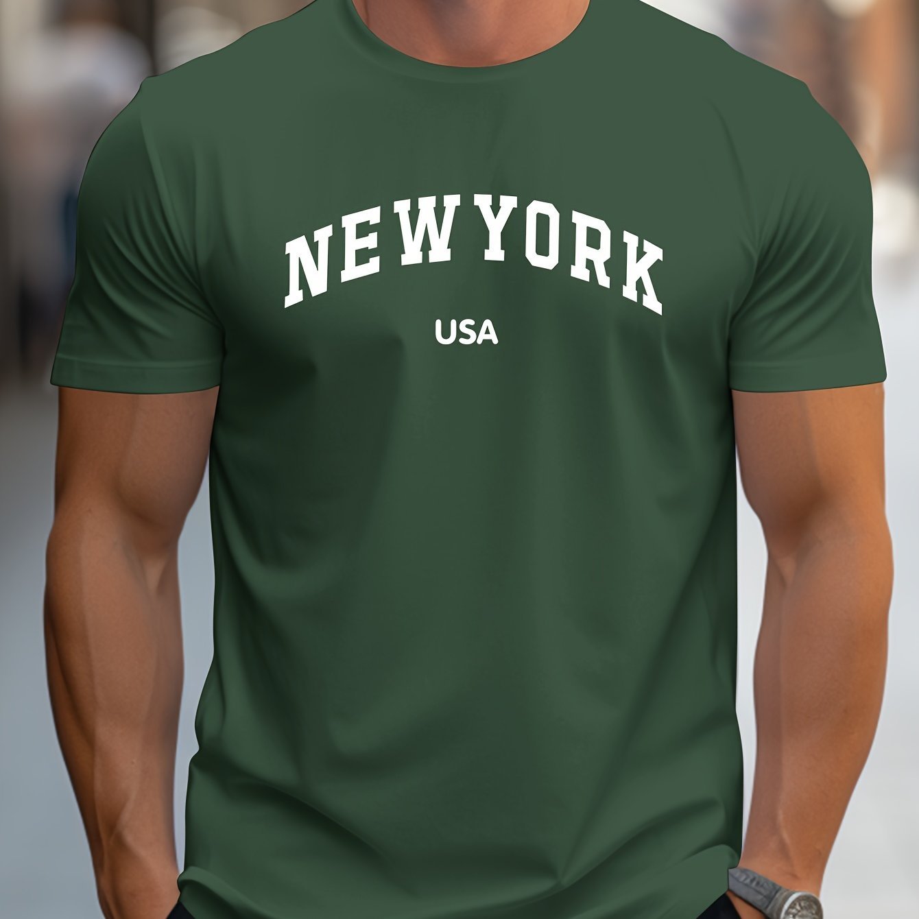 ??NEW YORK USA?? Print, Men??s Novel Design T-shirt, Casual Comfy Tees For Summer, Men??s Clothing Tops For Daily Activities - Image 5