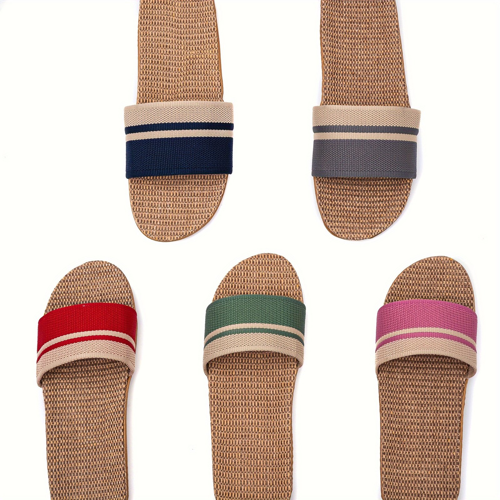 Striped Pattern Slides, Casual Open Toe Flat Summer Shoes, Comfortable Indoor Home Slides - Image 9