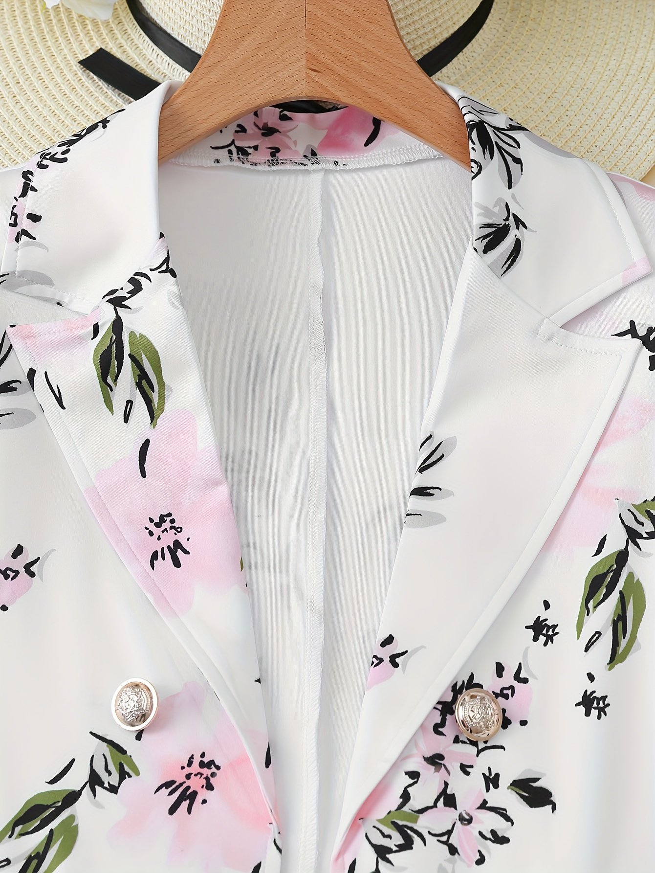 Floral Print Two-piece Suit Set, Elegant Double Breasted Blazer & Bodycon Skirt Outfits, Women??s Clothing - Image 5