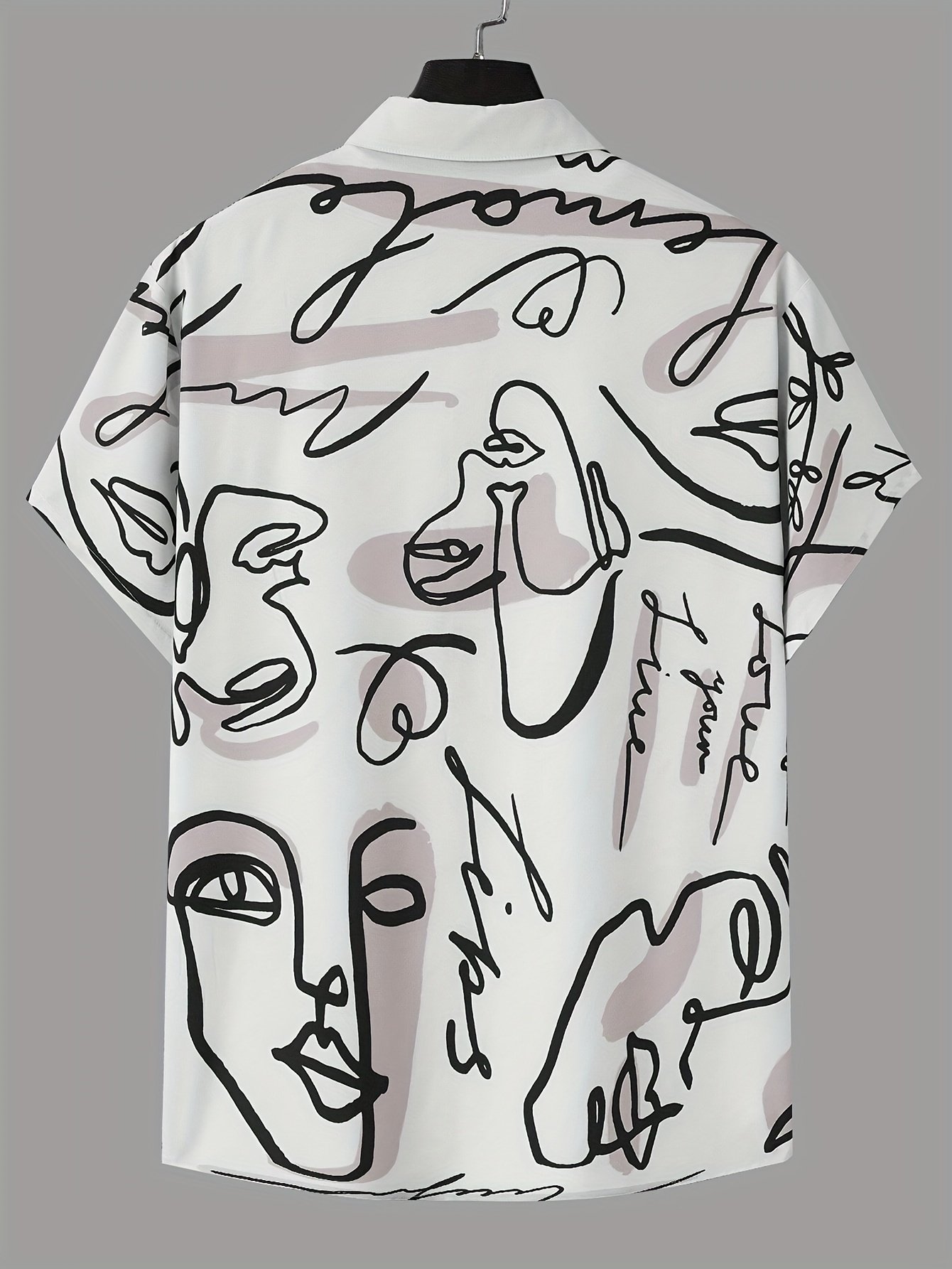 Abstract And Flower Pattern Men??s Fashionable And Simple Short Sleeve Button Casual Lapel Shirt, Trendy And Versatile, Suitable For Summer Dates, Beach Holiday, As Gifts, Men??s Clothing - Image 5