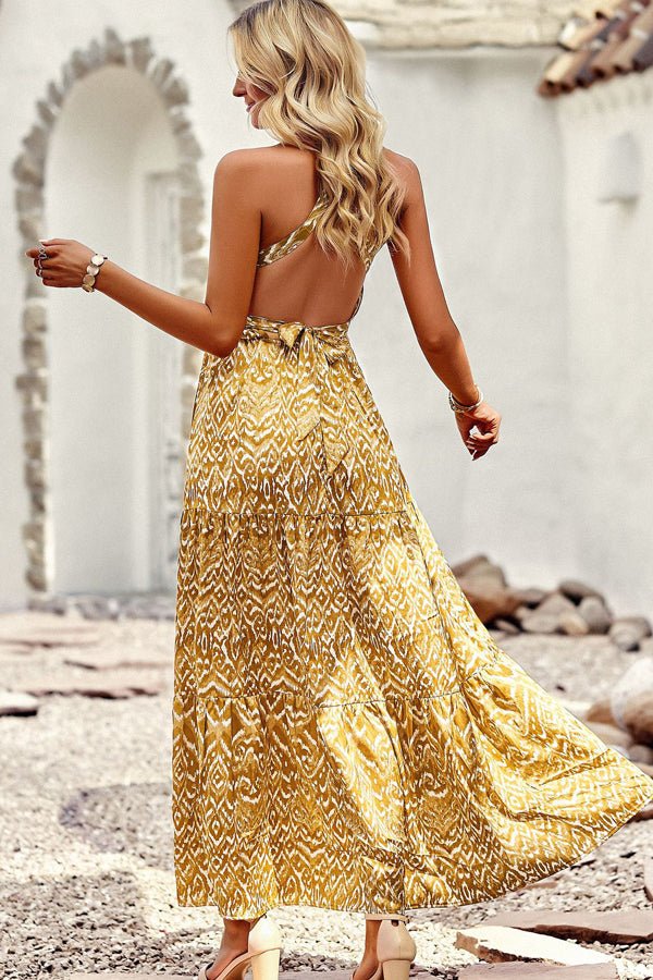 Fashion Print Halter Neck Sleeveless Casual Dress - Image 3