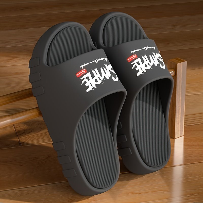 Letter Print EVA Pillow Slides, Lightweight Soft Sole Comfort Home Shower Slides, Non-slip Beach Slides - Image 3