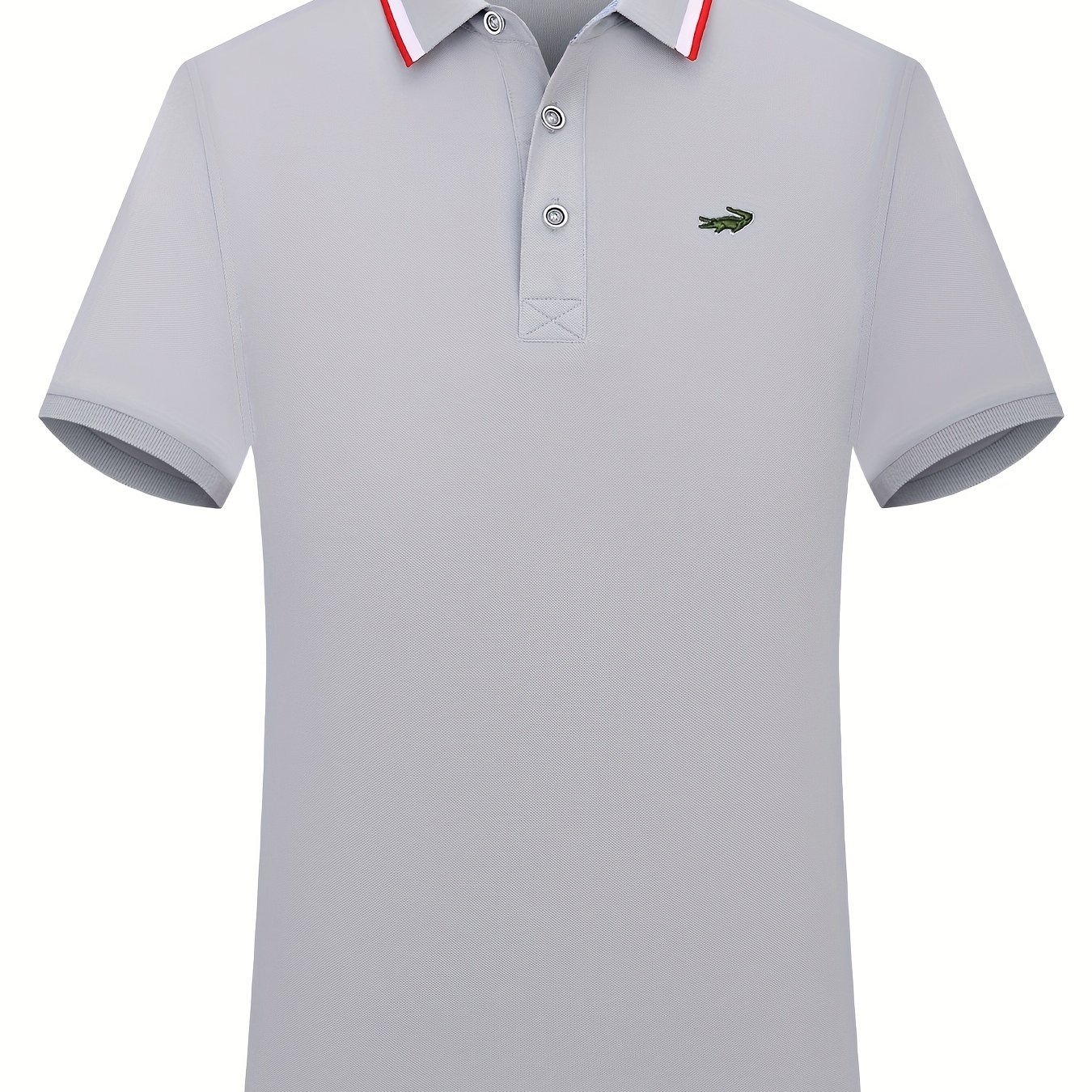 Breathable Embroidered Shirt, Men??s Casual Crocodile Pattern Stripe Lapel Button Up Golf Shirt For Summer - Image 7