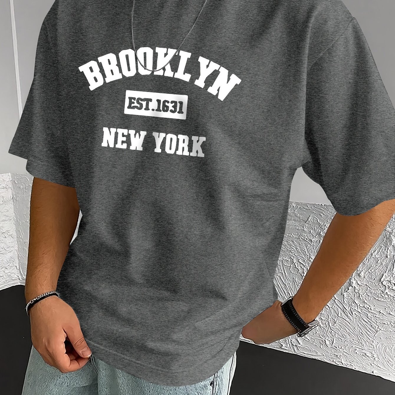 ?? Brooklyn ?? Stylish Print Summer & Spring Tee For Men, Casual Short Sleeve Fashion Style T-Shirt, Sporty New Arrival Novelty Top For Leisure - Image 7