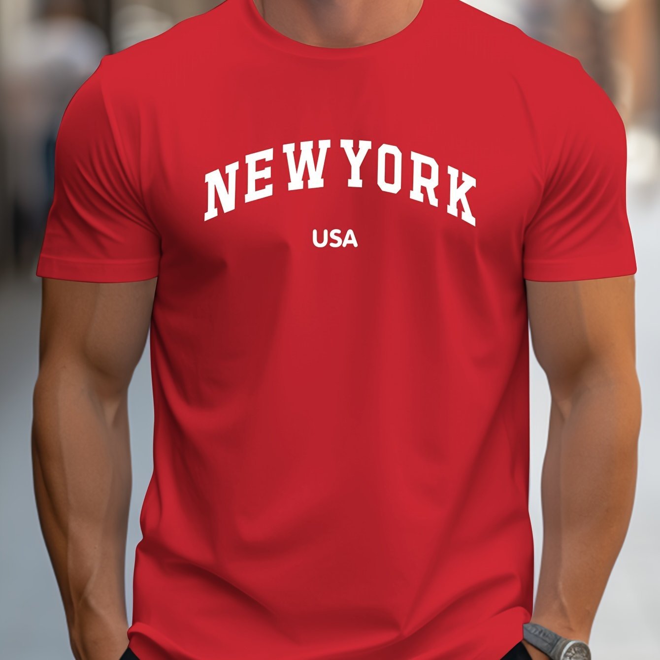 ??NEW YORK USA?? Print, Men??s Novel Design T-shirt, Casual Comfy Tees For Summer, Men??s Clothing Tops For Daily Activities - Image 7