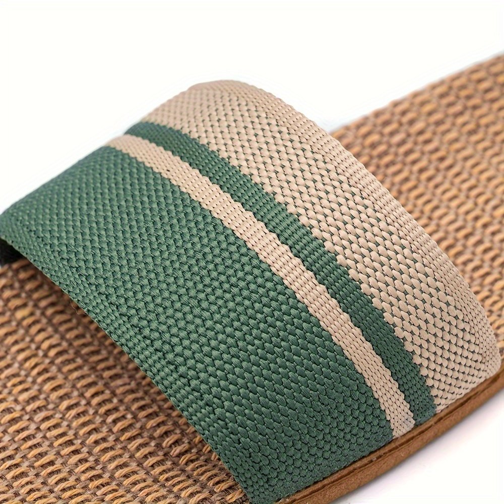 Striped Pattern Slides, Casual Open Toe Flat Summer Shoes, Comfortable Indoor Home Slides - Image 10
