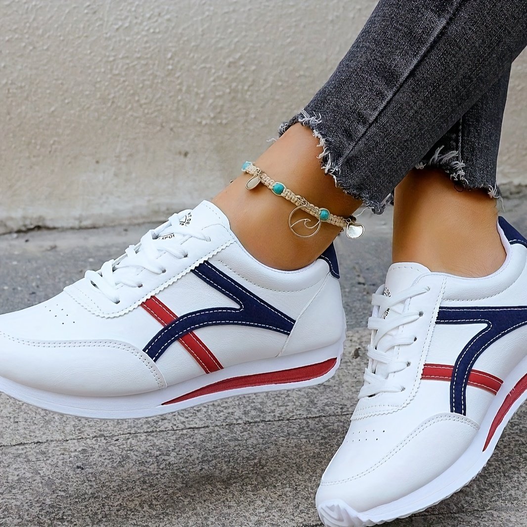Women??s Fashion Lace-Up Sneakers, Preppy Soft Sole Comfort Walking Shoes, Casual Low-top Athletic Shoes - Image 5