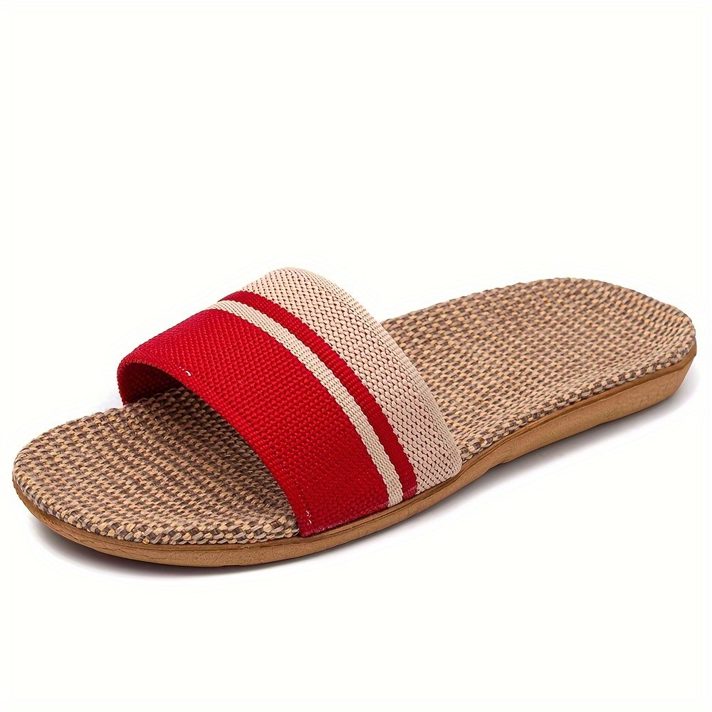 Striped Pattern Slides, Casual Open Toe Flat Summer Shoes, Comfortable Indoor Home Slides - Image 2